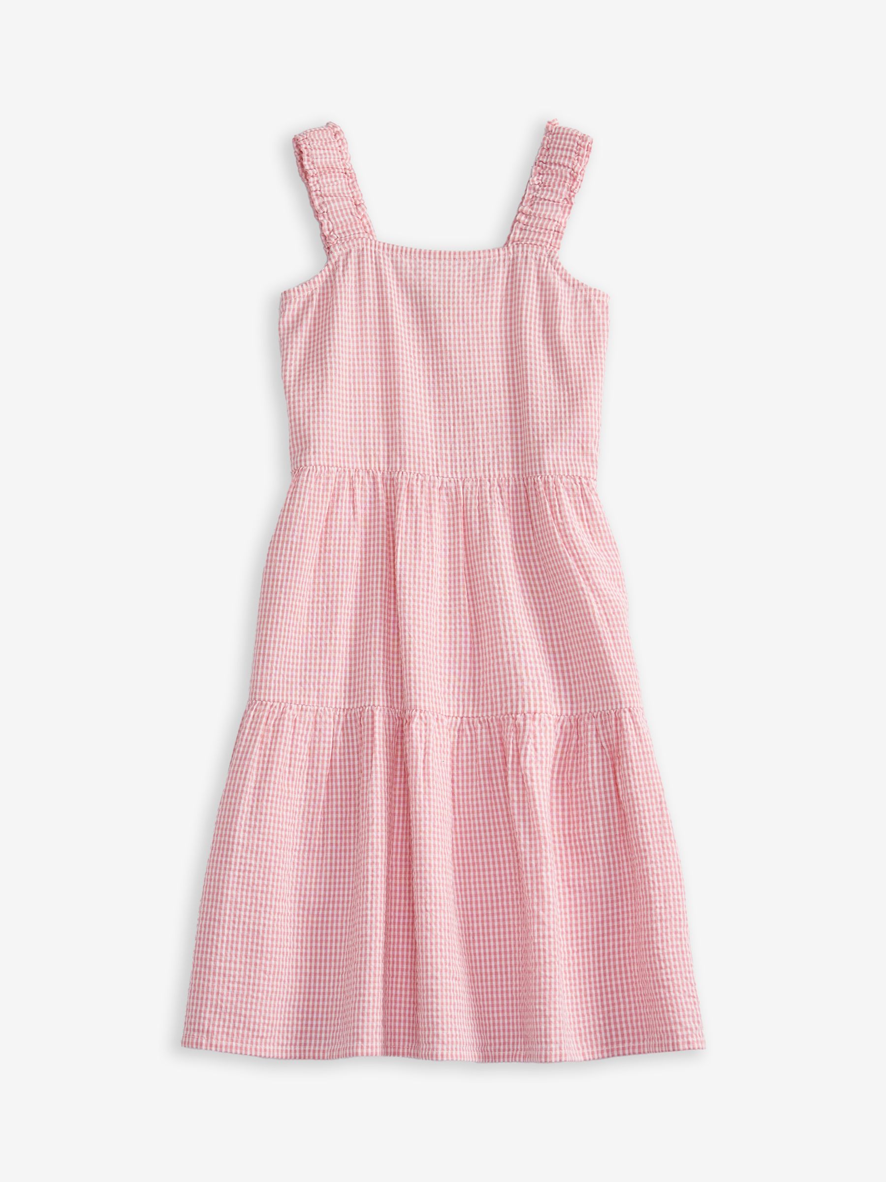 Barbour Kids' Mia Gingham Dress, Pink at John Lewis & Partners