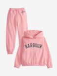 Barbour Kids' Harper Logo Hooded Tracksuit Set, Pink, Pink