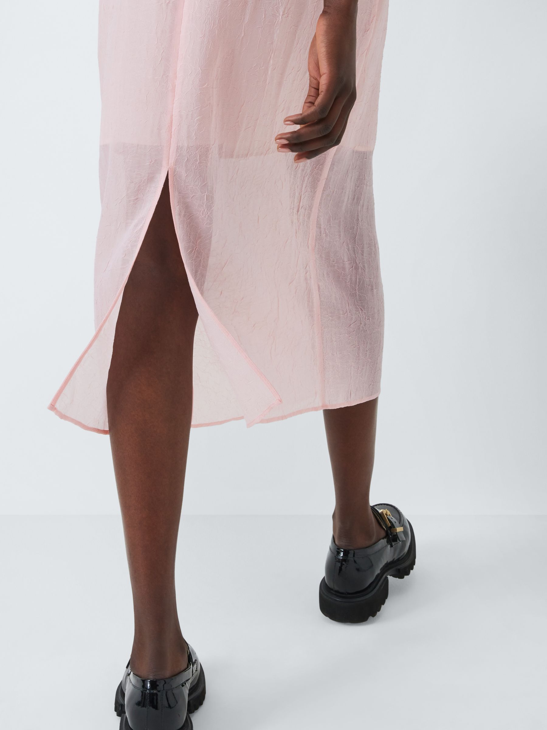 John Lewis Sheer Skirt, Pale Pink, 10