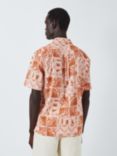 John Lewis Revere Collar Tile Print Shirt, Terracotta