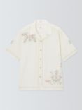 John Lewis Embroidered Florals Linen & Cotton Revere Collar Shirt