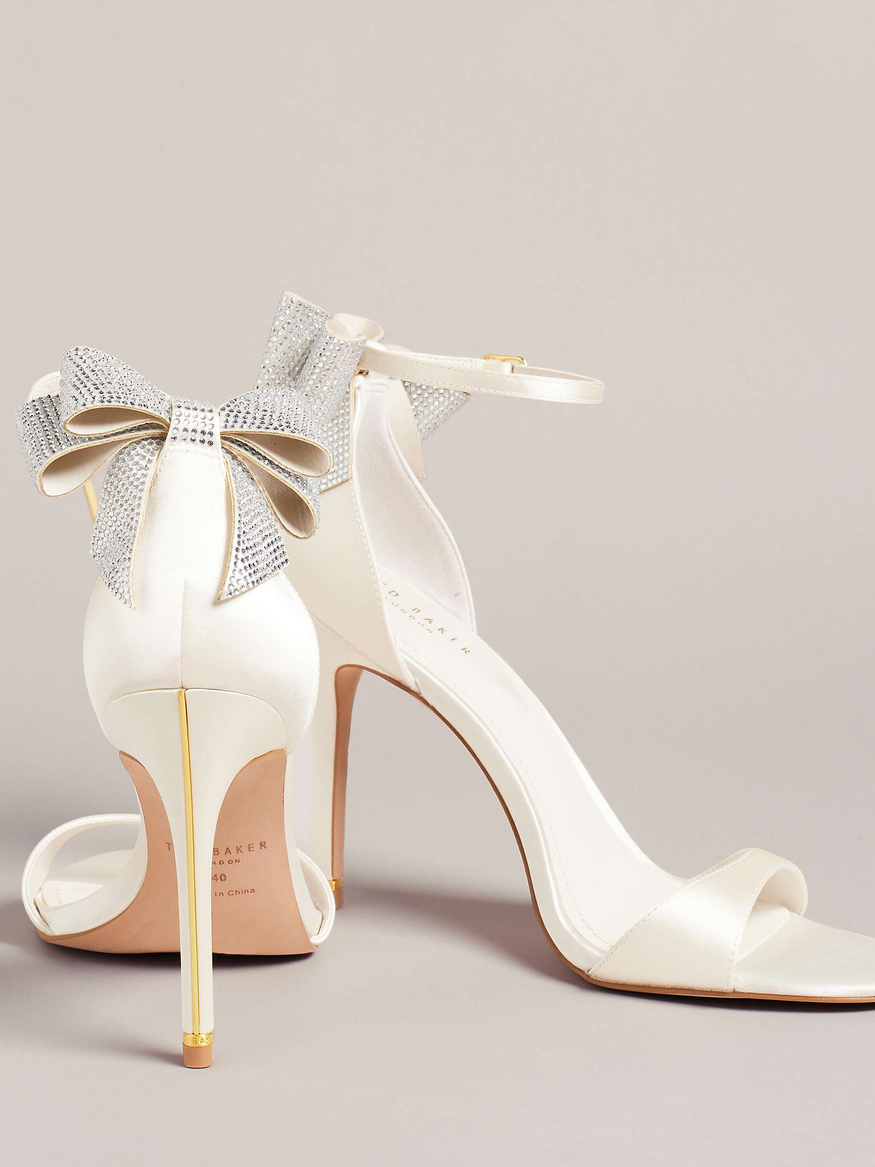 Buy Ted Baker Hemary Satin Crystal Bow Back Sandals, Ivory Online at johnlewis.com