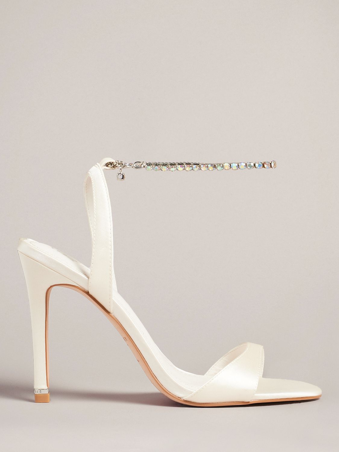 Ted Baker Hedree Jewellery Strap Satin Sandals, Ivory at John Lewis ...