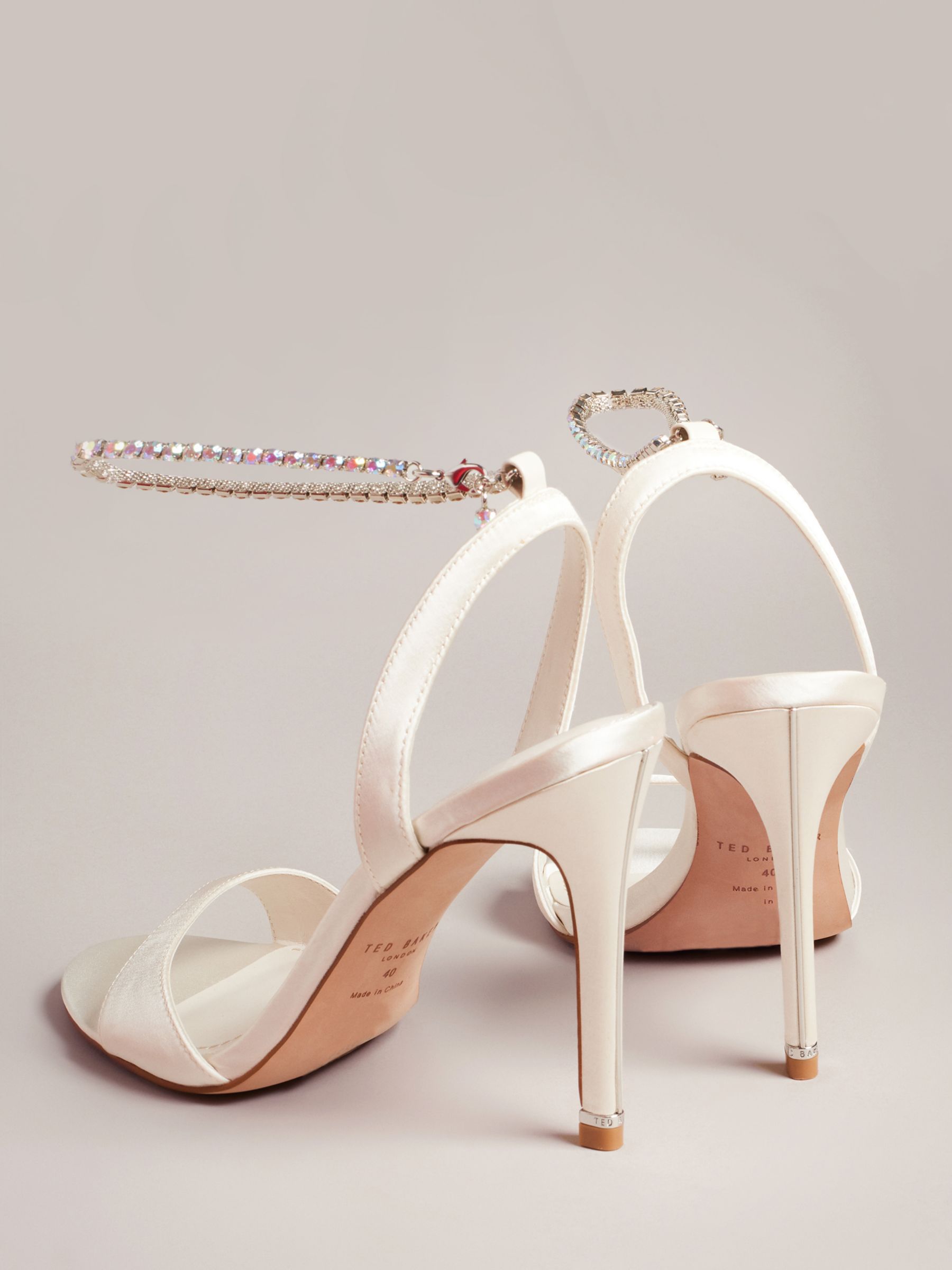 Buy Ted Baker Hedree Jewellery Strap Satin Sandals, Ivory Online at johnlewis.com