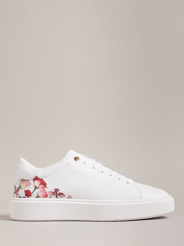Ted Baker Lorny Floral Printed Platform Trainers, White/Multi