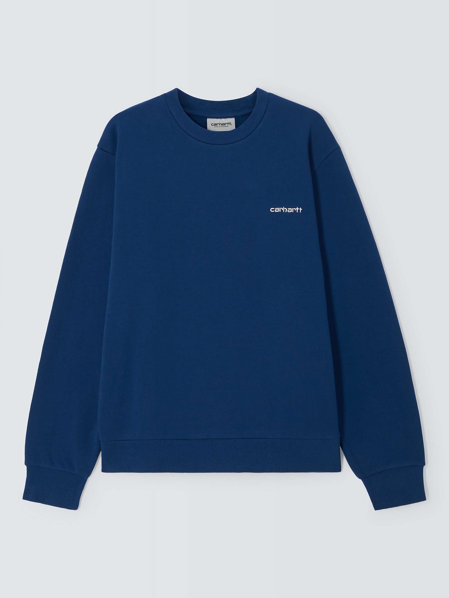 Buy Carhartt WIP Script Embroidered Jumper, Blue/White Online at johnlewis.com