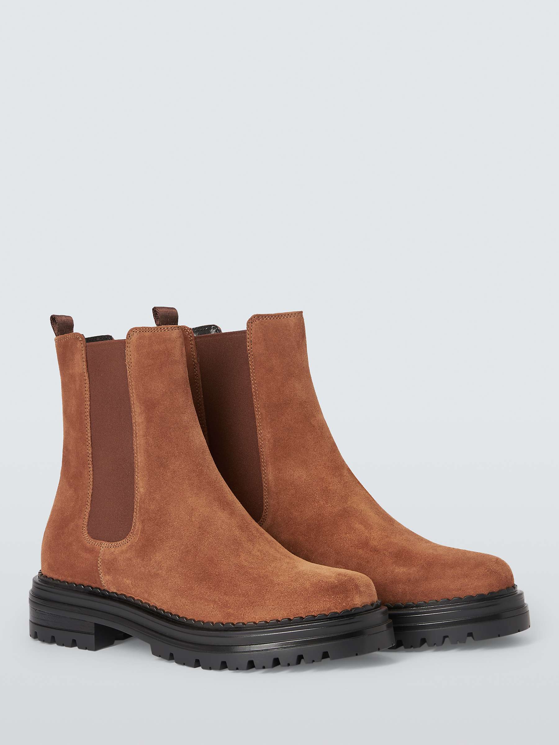 Buy John Lewis Poppie Suede Cleated Sole High Cut Chelsea Boots, Tan Online at johnlewis.com
