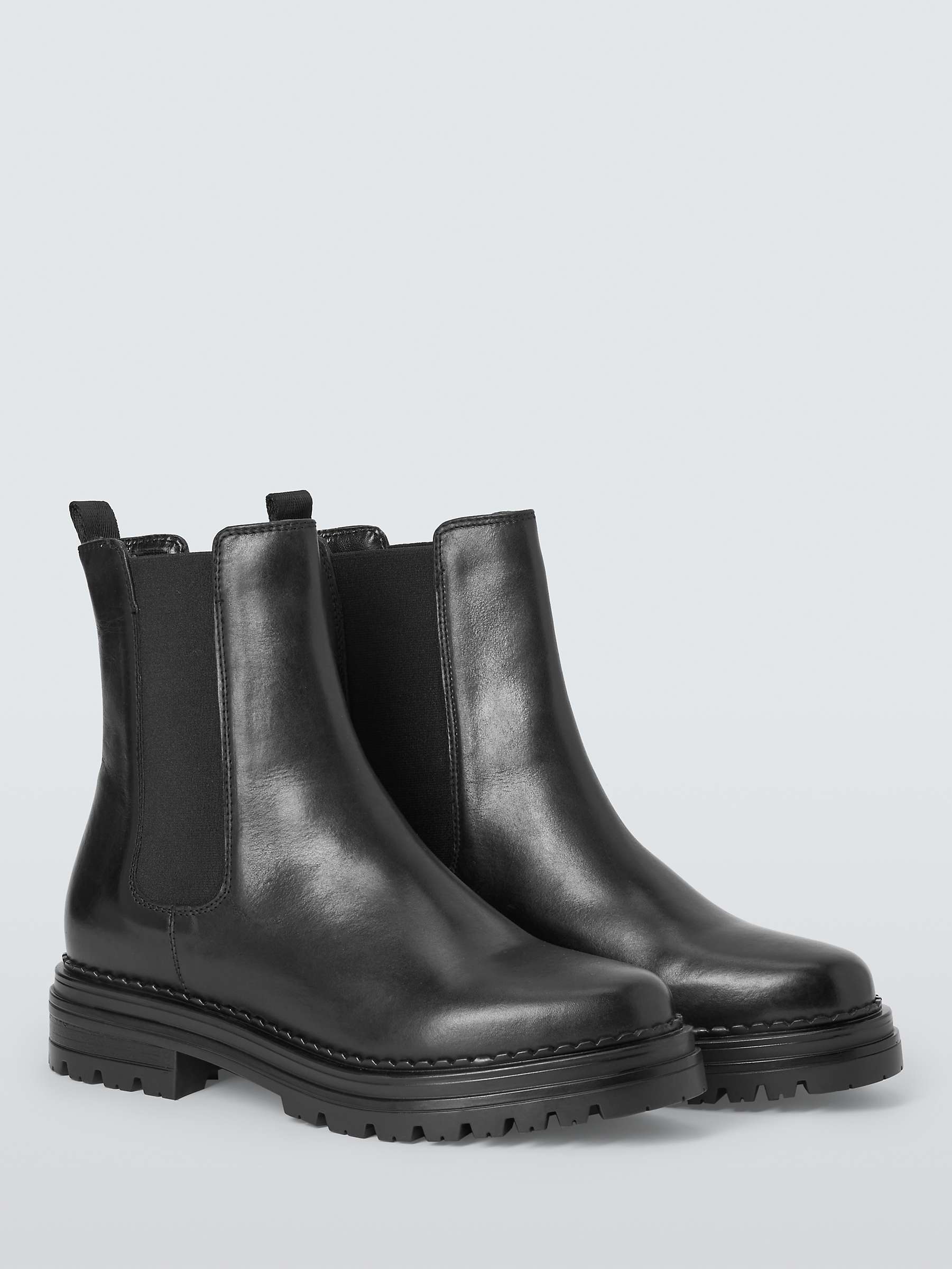 Buy John Lewis Poppie Leather Cleated Sole High Cut Chelsea Boots, Black Online at johnlewis.com