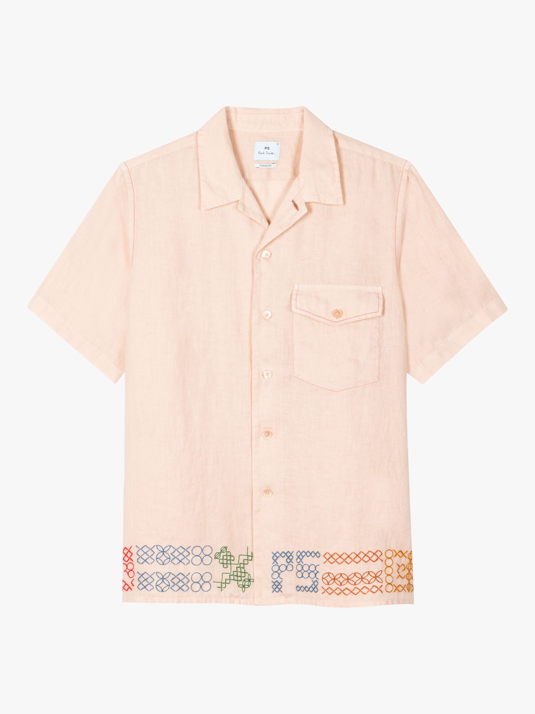 Paul Smith Short Sleeve Causal Fit Embroidery Shirt, Brown, M