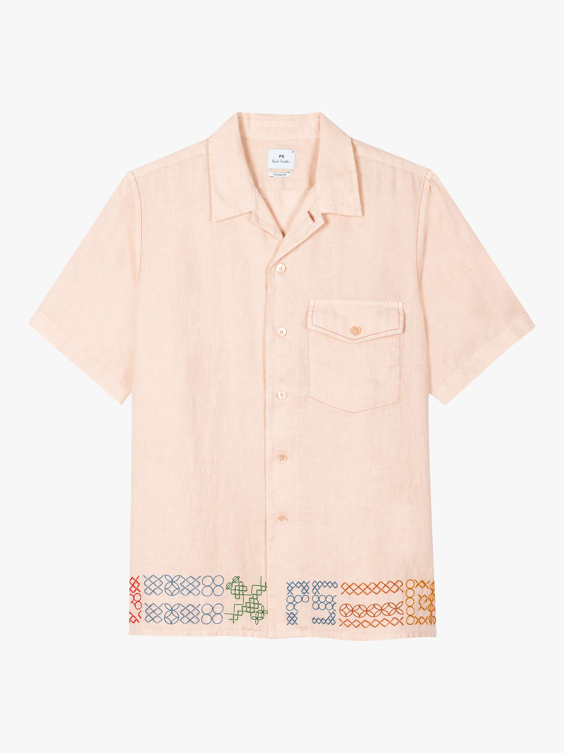 Buy Paul Smith Short Sleeve Causal Fit Embroidery Shirt, Brown Online at johnlewis.com