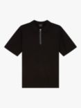 Paul Smith Organic Cotton Zip Short Sleeve Polo Shirt, Black, Black