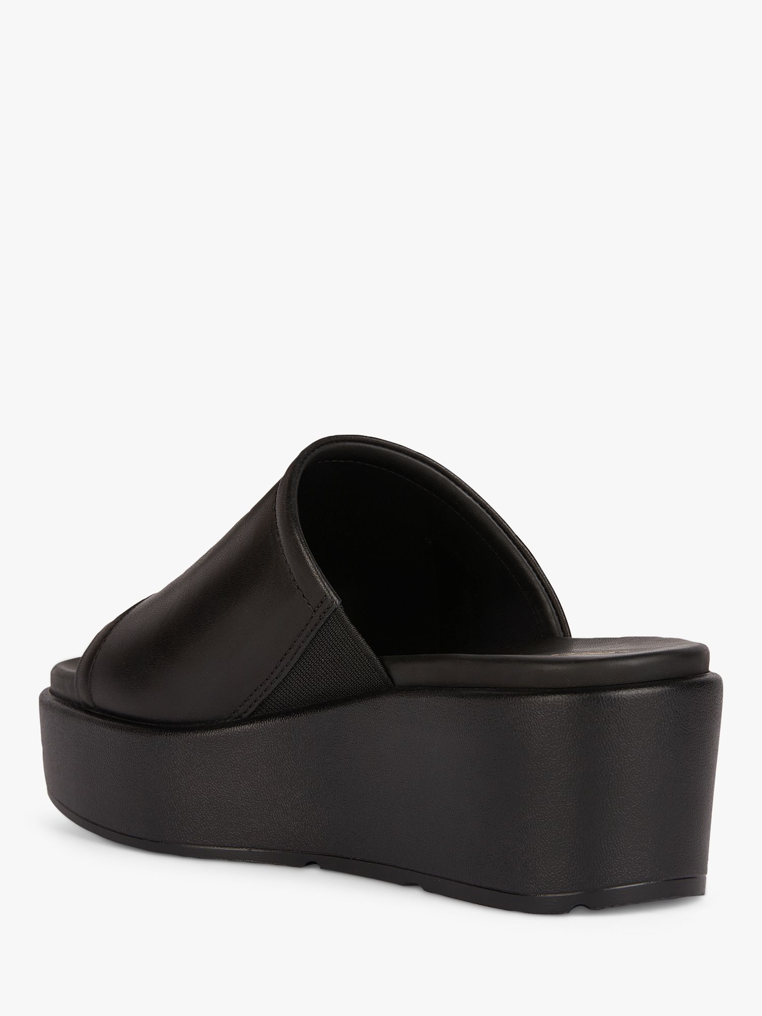 Geox Xand 2.2S Leather Platform Wedge Sandals, Black, EU36