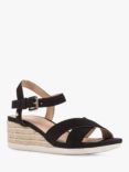 Geox Ischia Corda Suede Wedge Sandals, Black