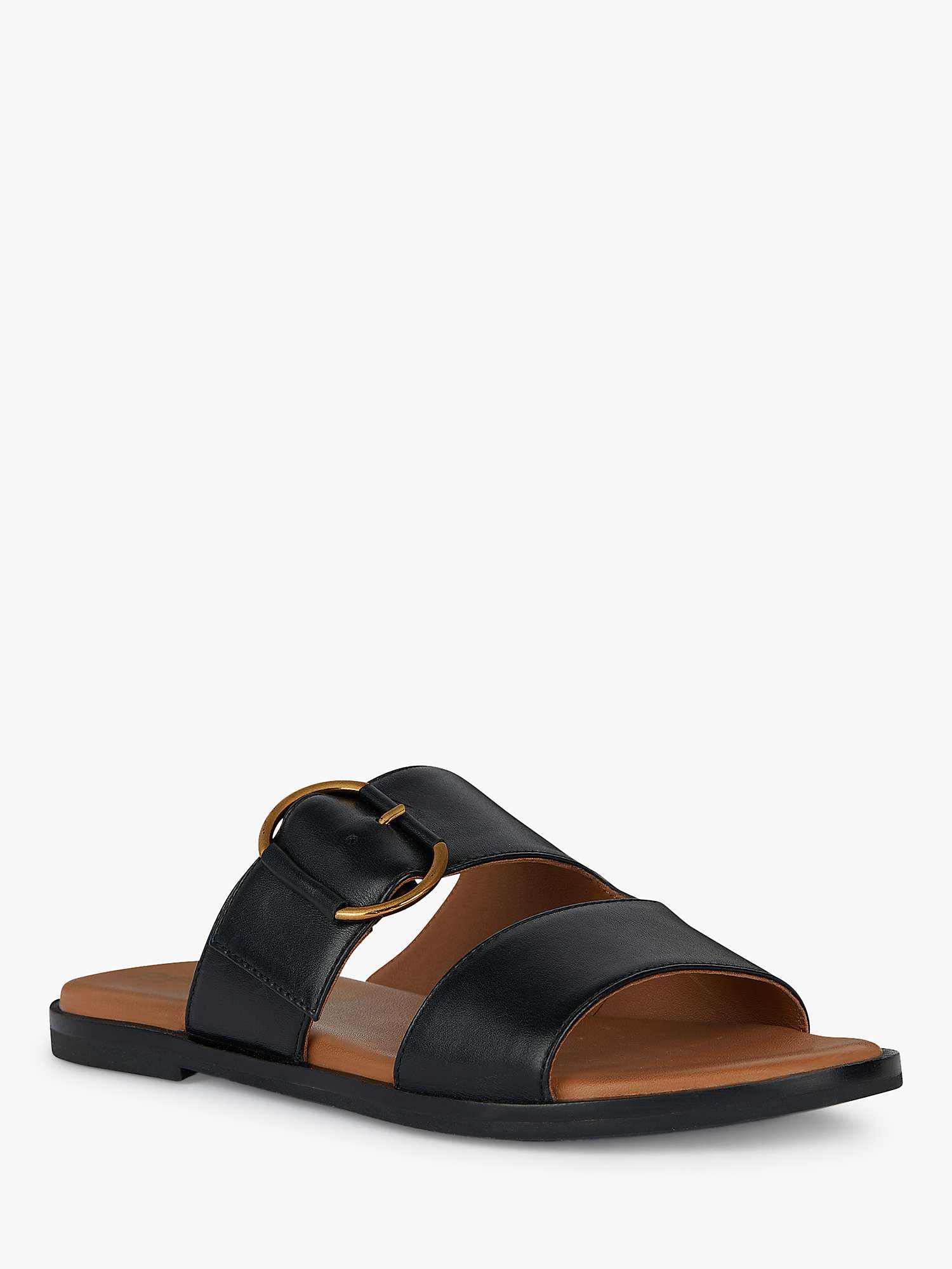 Buy Geox Naileen Leather Flat Sandals, Black Online at johnlewis.com