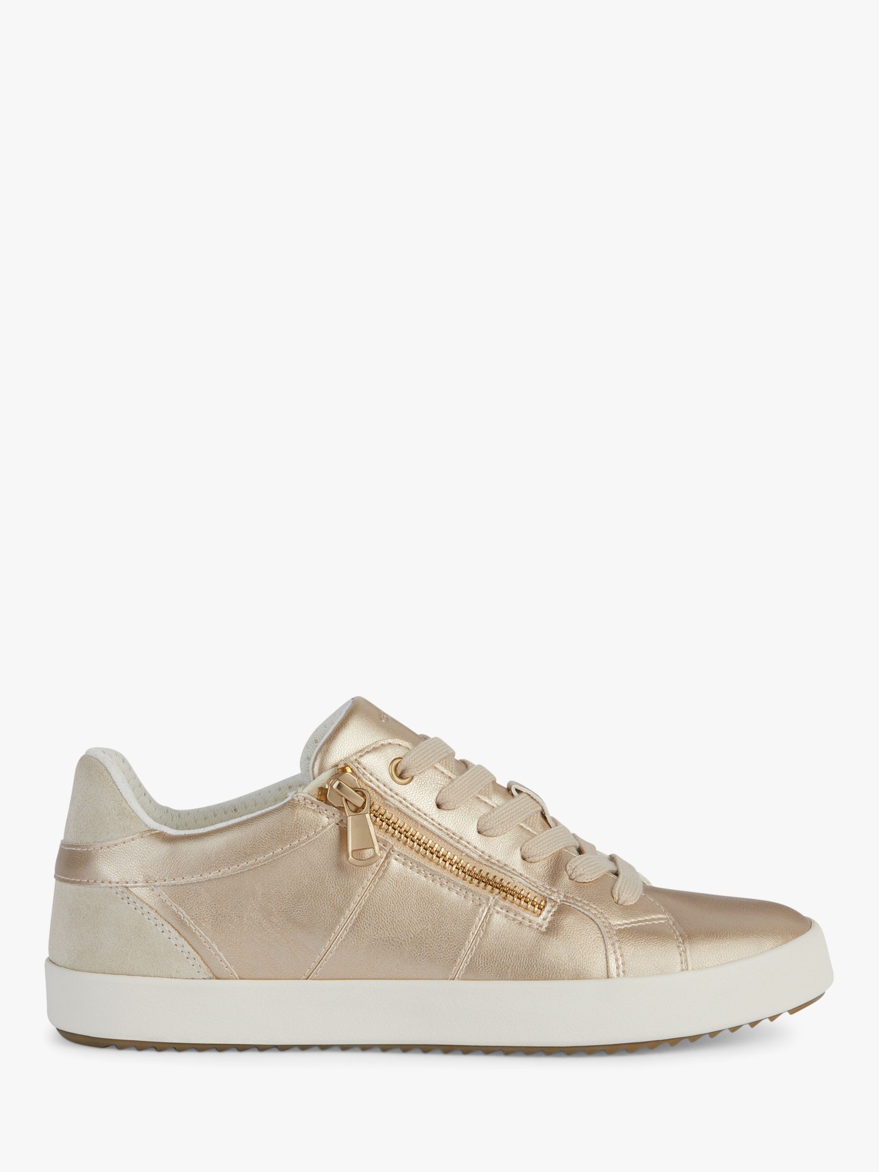 Geox Blomiee Lightweight Zip Detail Trainers, Gold/Sand at John Lewis ...