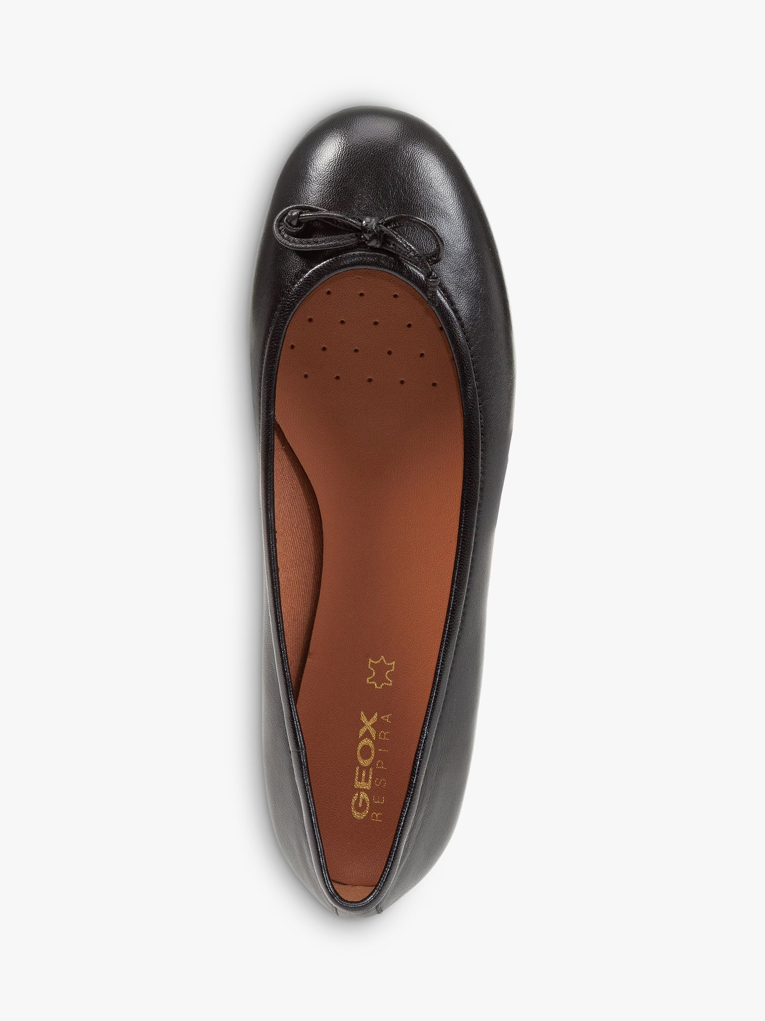 Geox Palmaria Leather Ballerina Shoes, Black at John Lewis & Partners