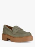 Geox Spherica EC7 Block Heel Suede Loafers, Sage