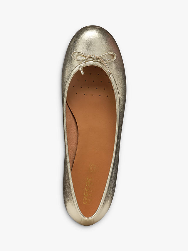 Geox Palmaria Leather Ballerina Shoes, Gold