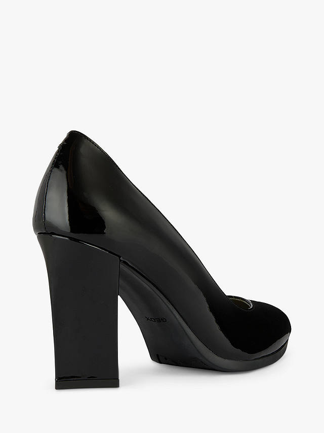 Geox Walk Pleasure 90.1 Patent Leather Triangle Heel Court Shoes, Black