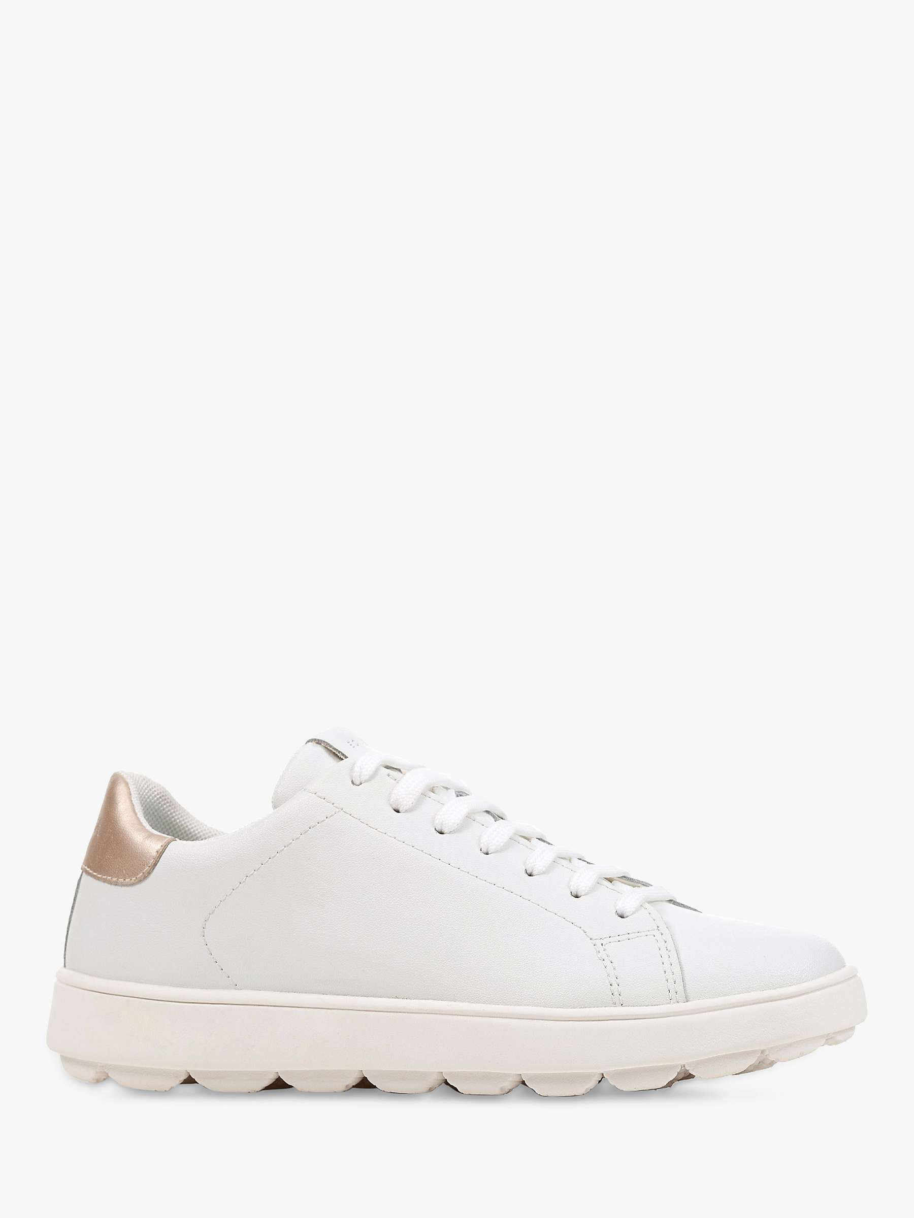 Buy Geox Spherica Ecub-1 Metallic Back Panel Leather Trainers, White/Gold Online at johnlewis.com