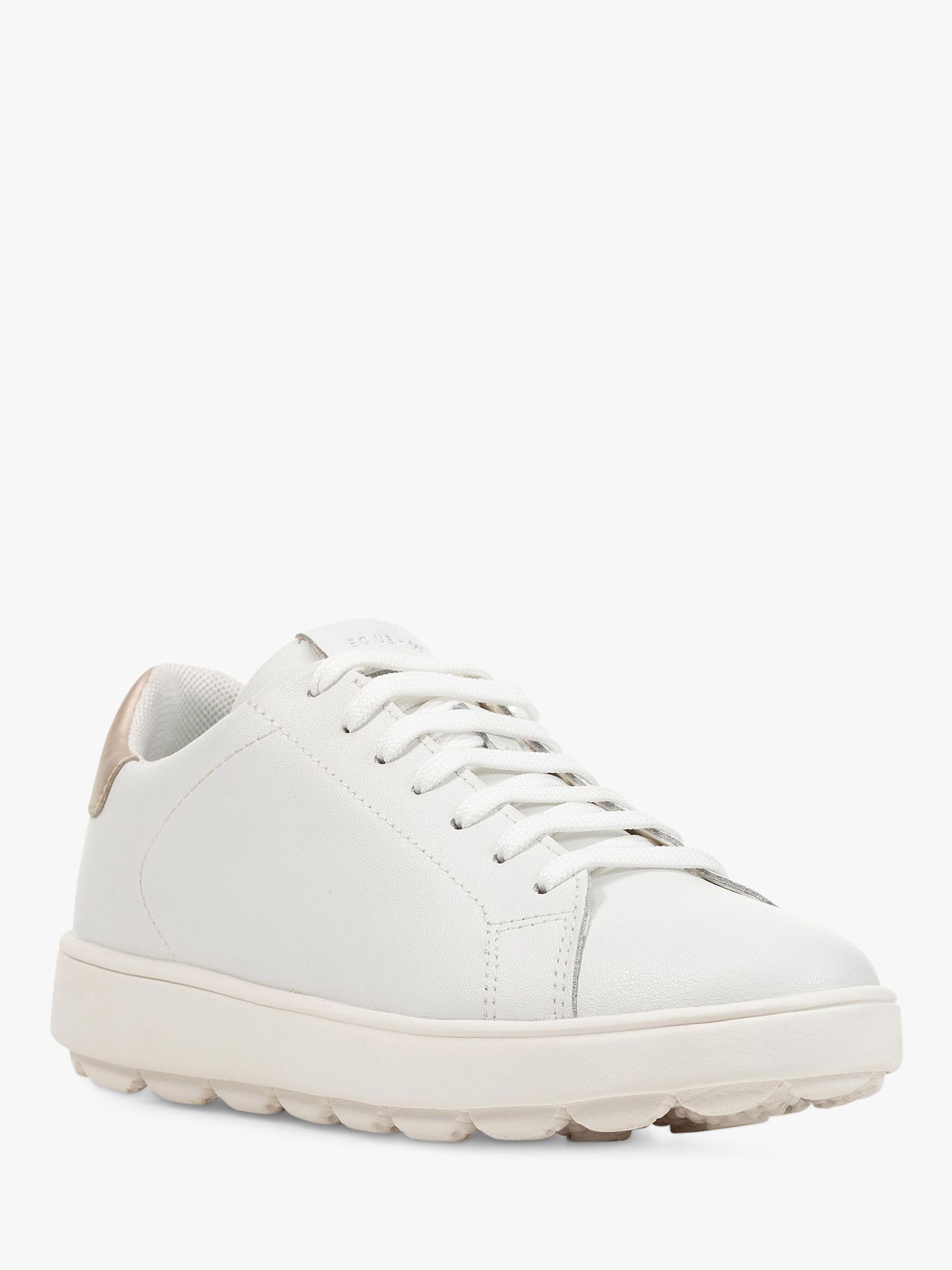 Buy Geox Spherica Ecub-1 Metallic Back Panel Leather Trainers, White/Gold Online at johnlewis.com