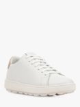 Geox Spherica Ecub-1 Metallic Back Panel Leather Trainers, White/Gold, White/Lt Gold