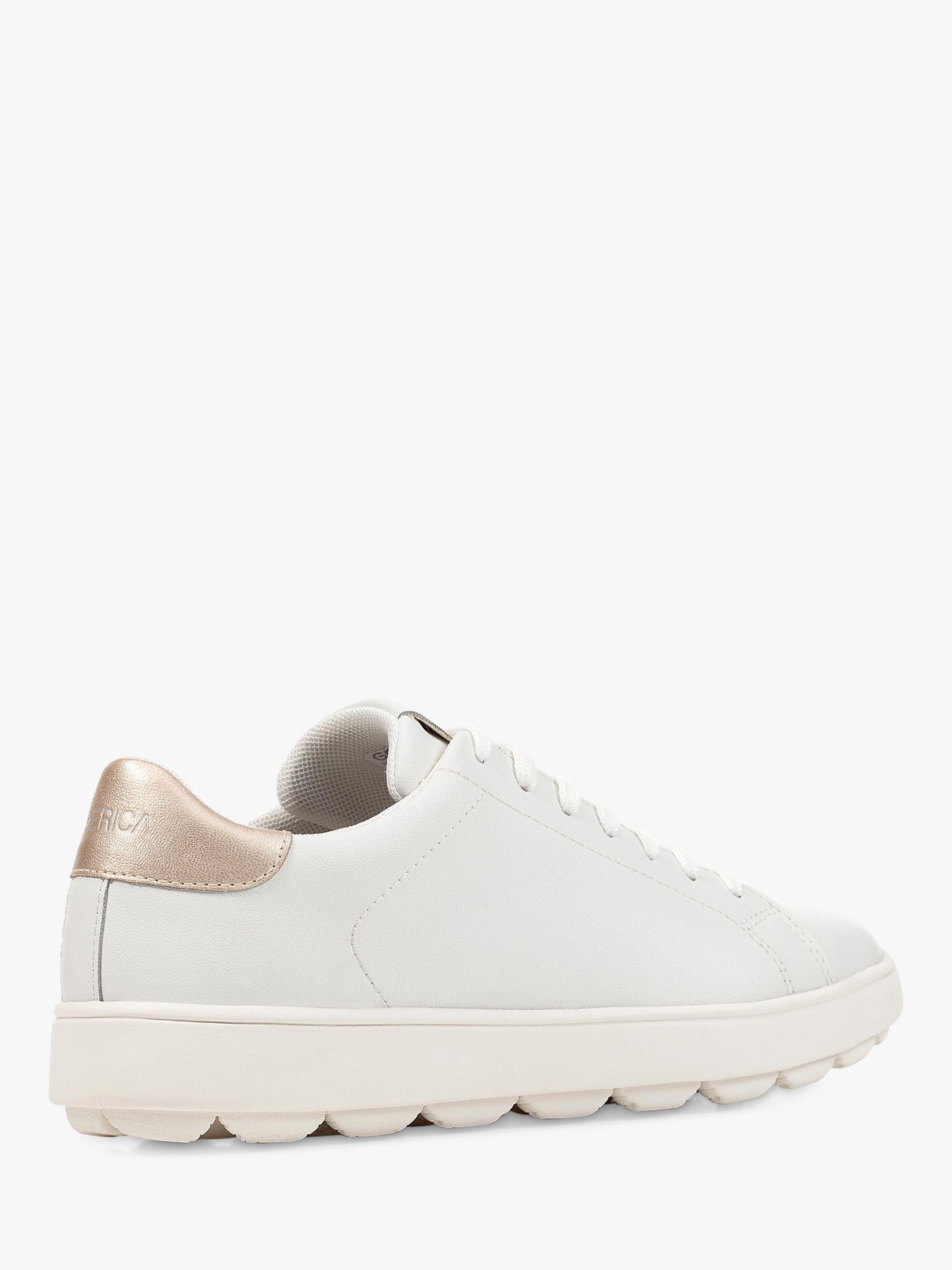 Buy Geox Spherica Ecub-1 Metallic Back Panel Leather Trainers, White/Gold Online at johnlewis.com