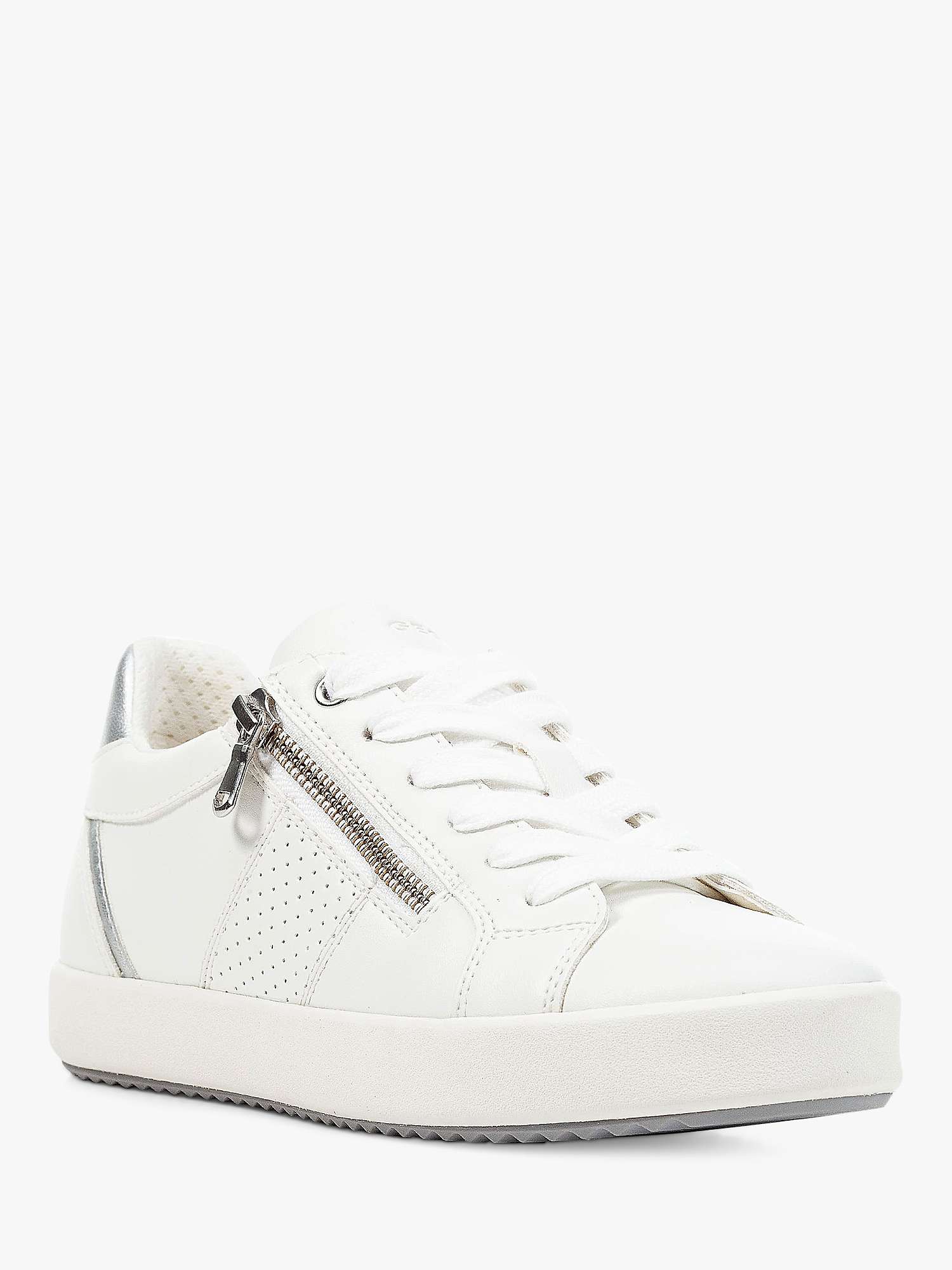 Buy Geox Blomiee Lightweight Zip Detail Trainers, White/Silver Online at johnlewis.com
