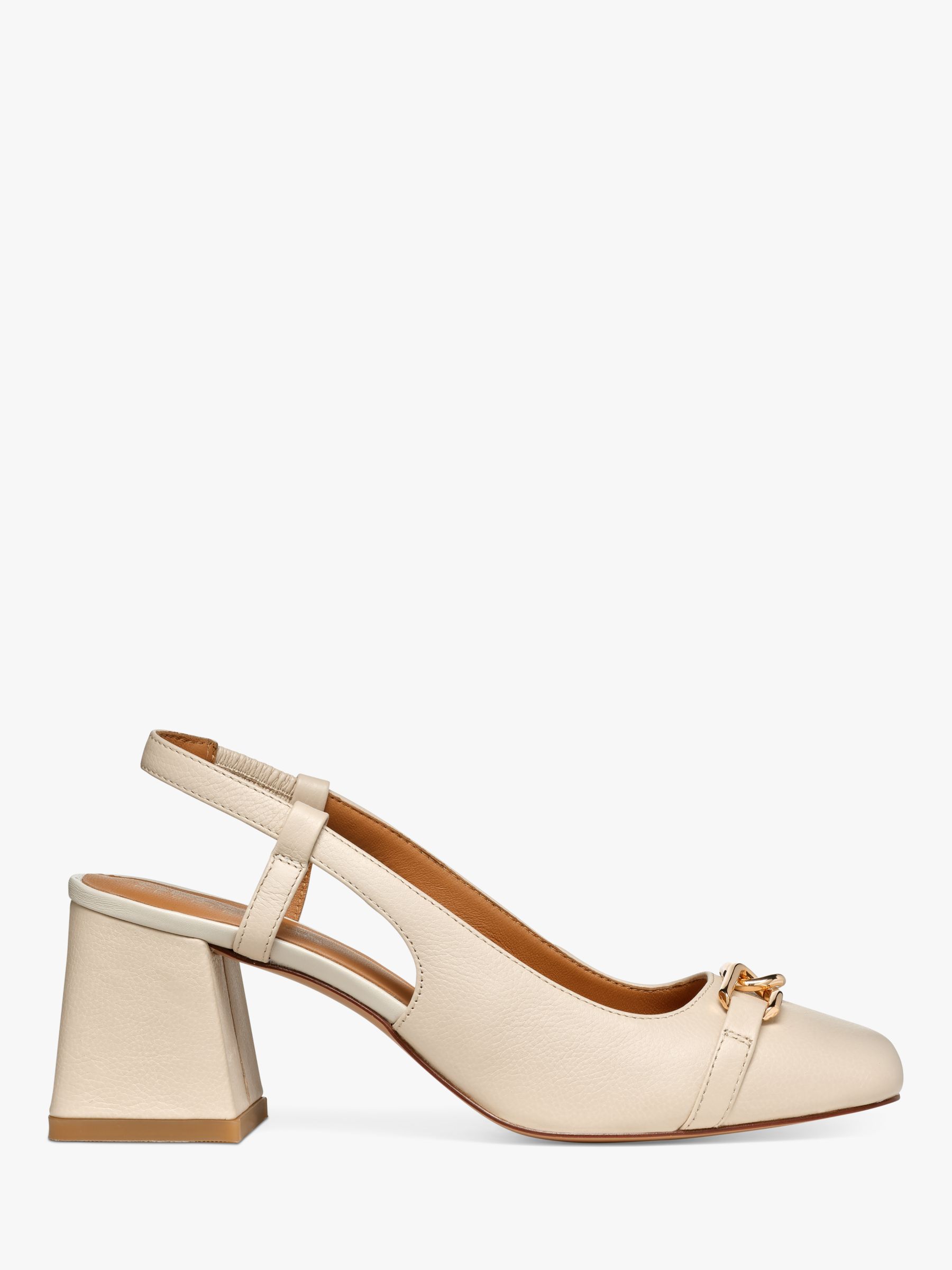 Geox Coronilla Square Toe Leather Slingback Court Shoes, Lt Sand at ...