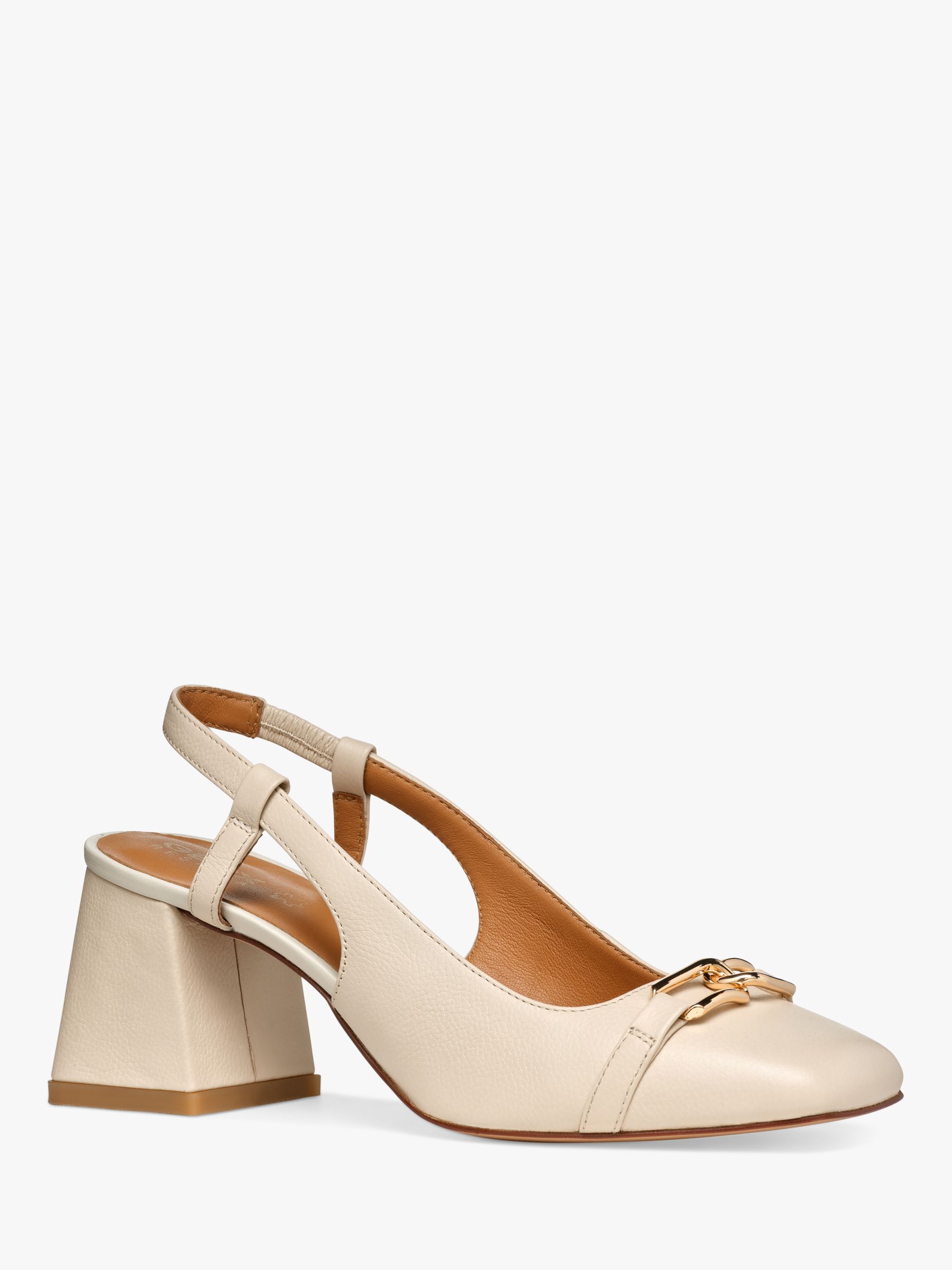 Geox Coronilla Square Toe Leather Slingback Court Shoes, Light Sand at ...