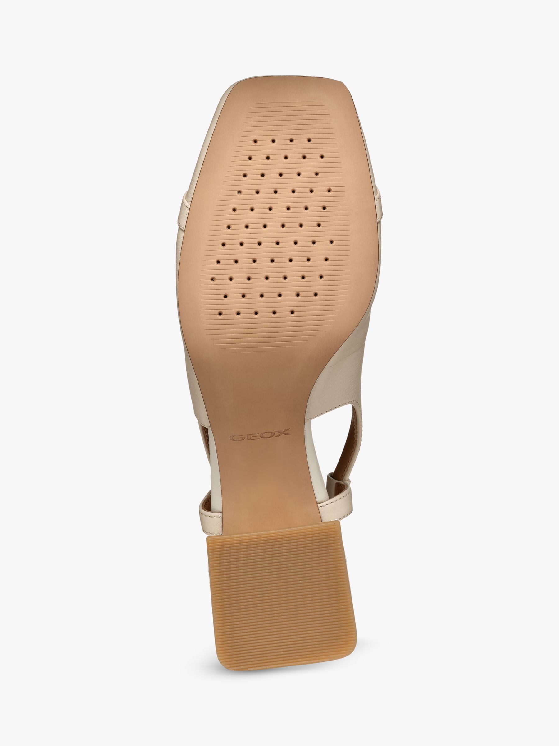 Geox Coronilla Square Toe Leather Slingback Court Shoes, Light Sand, EU36