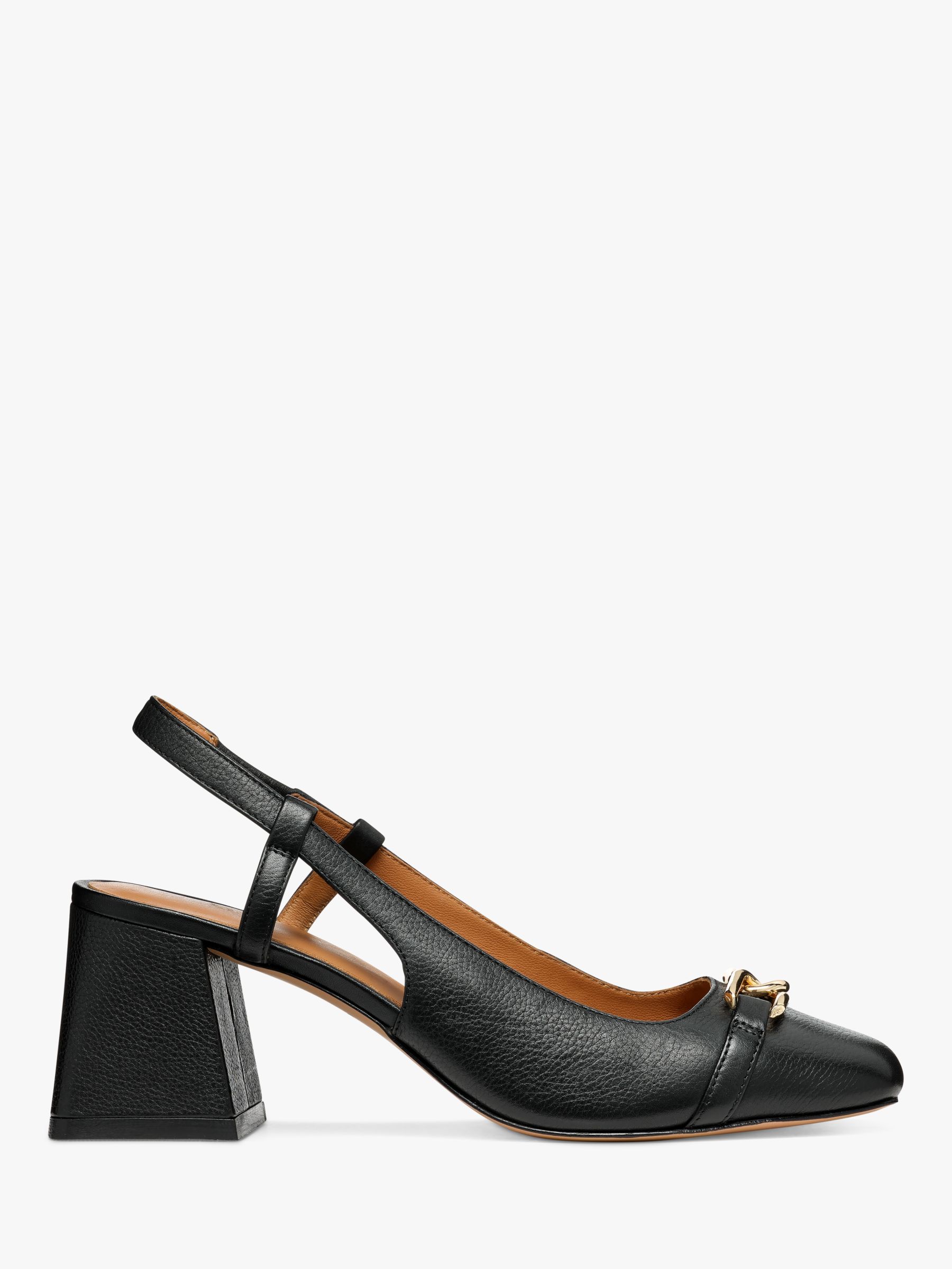 Geox Coronilla Square Toe Leather Slingback Court Shoes, Black, EU36