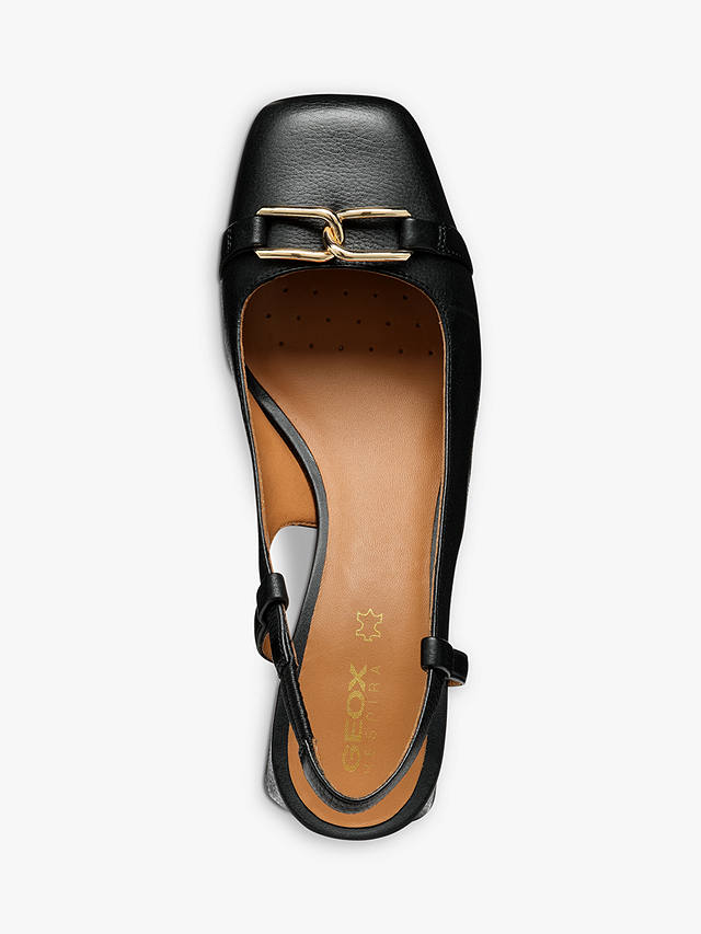 Geox Coronilla Square Toe Leather Slingback Court Shoes, Black               