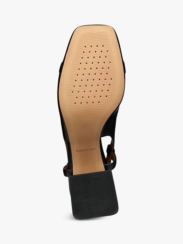 Geox Coronilla Square Toe Leather Slingback Court Shoes, Black               