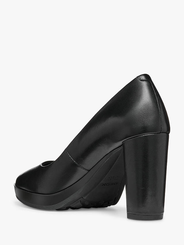 Geox Walk Pleasure High Heel Leather Court Shoes, Black