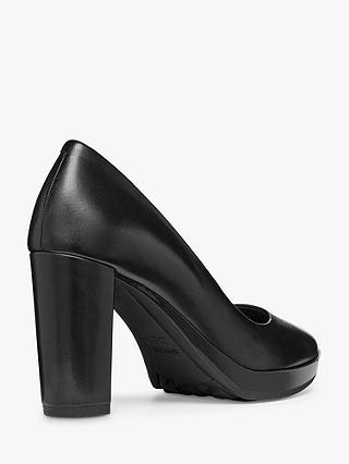 Geox Walk Pleasure High Heel Leather Court Shoes, Black
