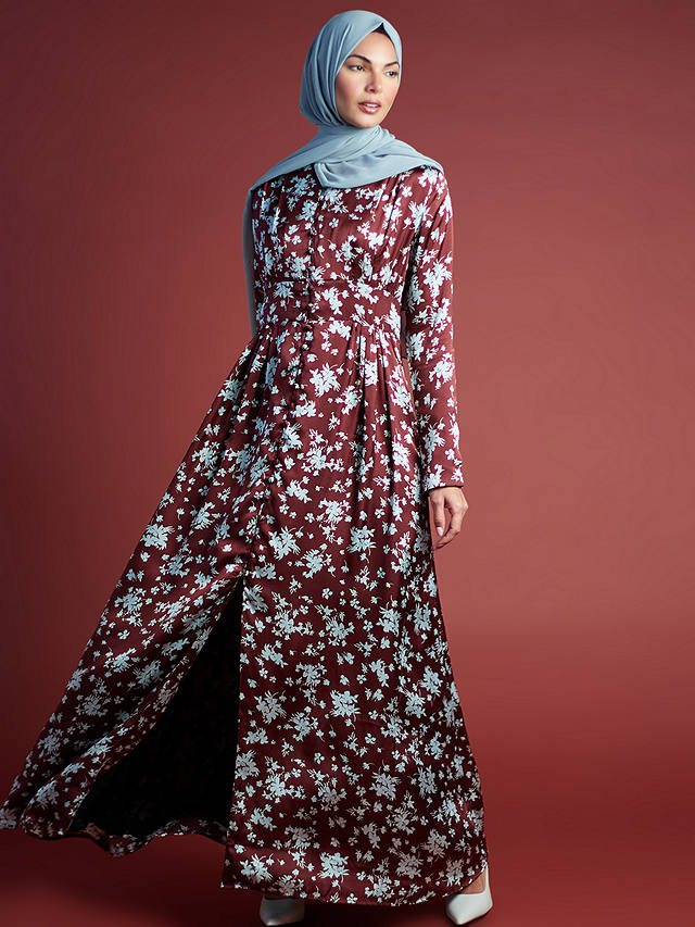 Aab Hibiscus Print Maxi Dress, Maroon
