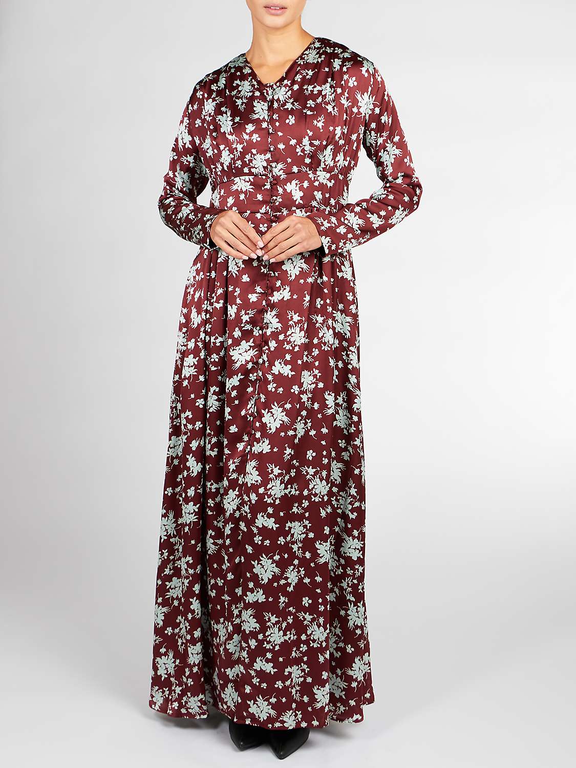 Buy Aab Hibiscus Print Maxi Dress, Maroon Online at johnlewis.com