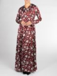 Aab Hibiscus Print Maxi Dress, Maroon