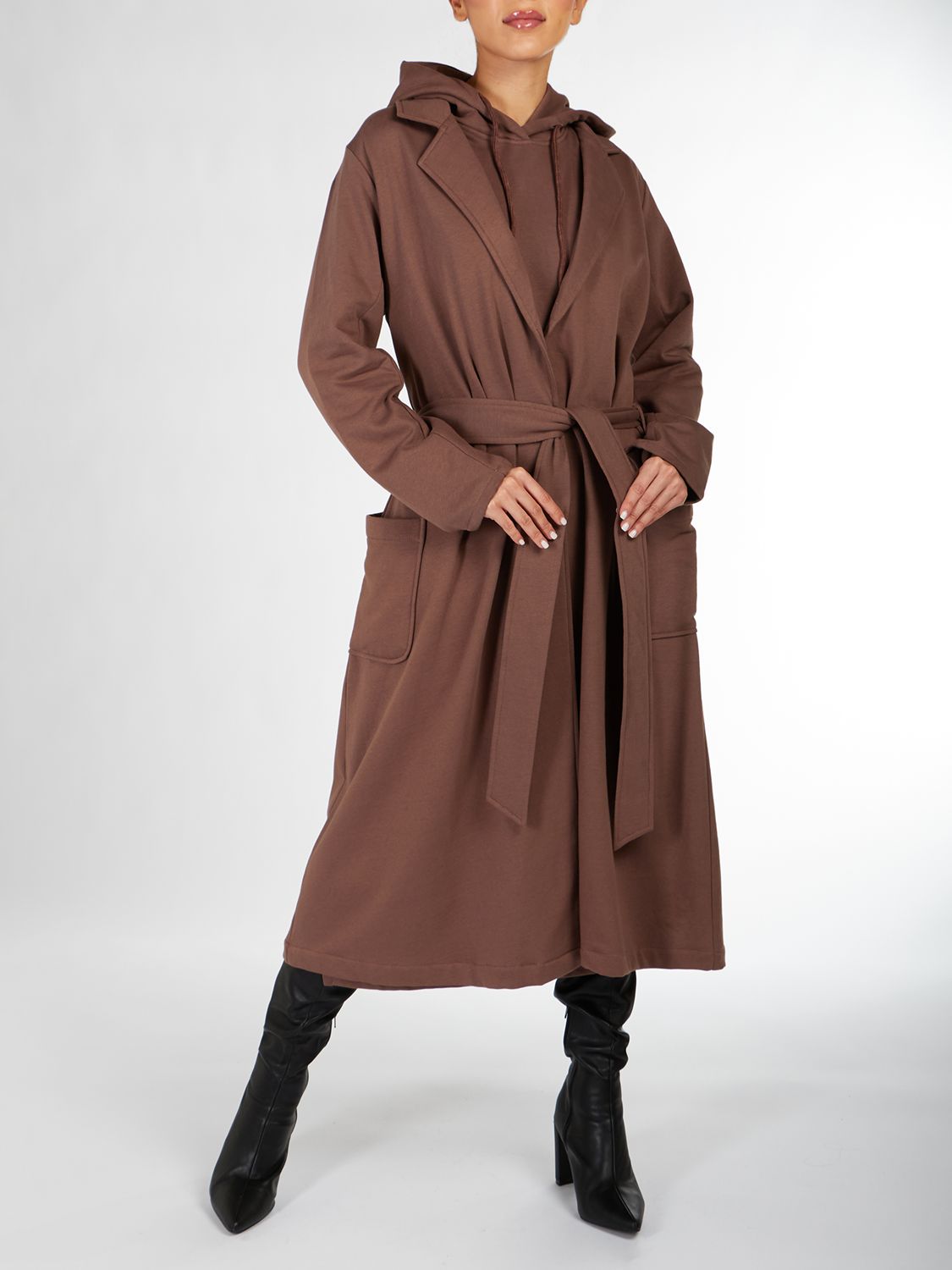 Aab Fleece Belted Cover Up, Coffee at John Lewis & Partners