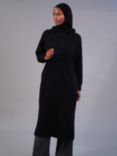 Aab Cozy Fleece Hoody Midi Dress, Black