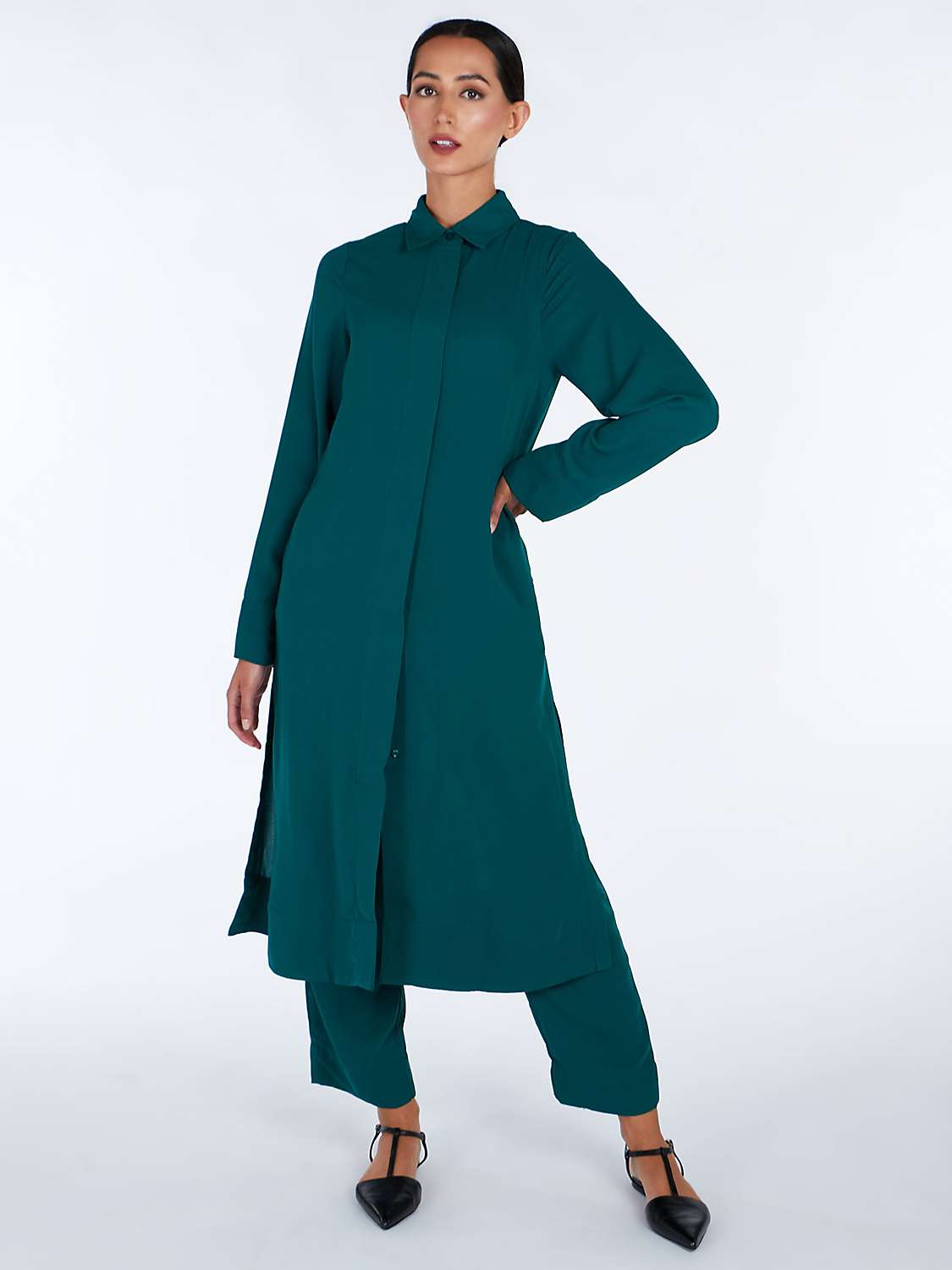 Buy Aab Hidden Placket Shirt Midi Dress, Green Online at johnlewis.com
