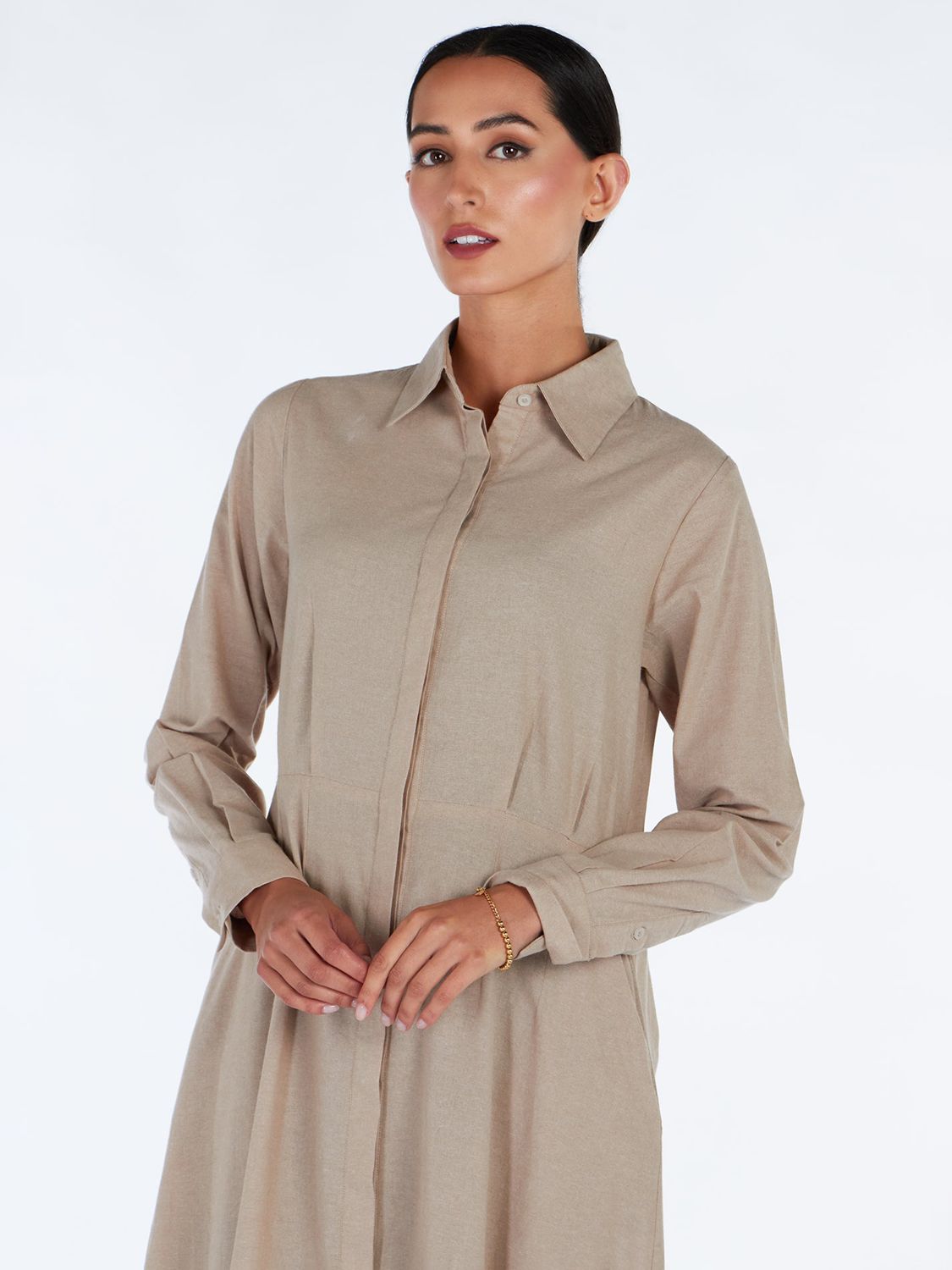 Buy Aab Waist Pleated Cotton Maxi Dress, Beige Online at johnlewis.com