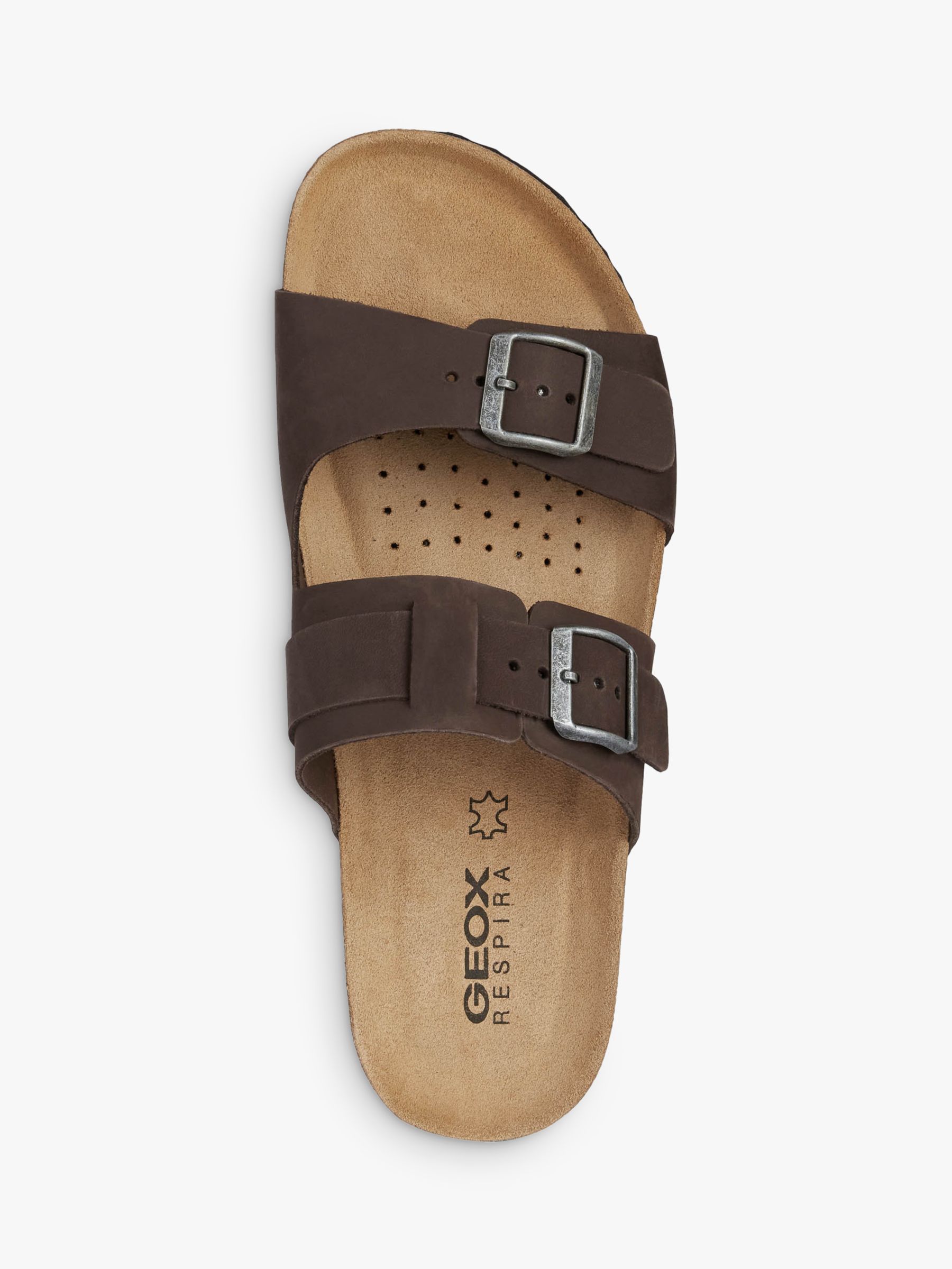 Geox Ghita Leather Footbed Sandals, Dark Coffee, EU41