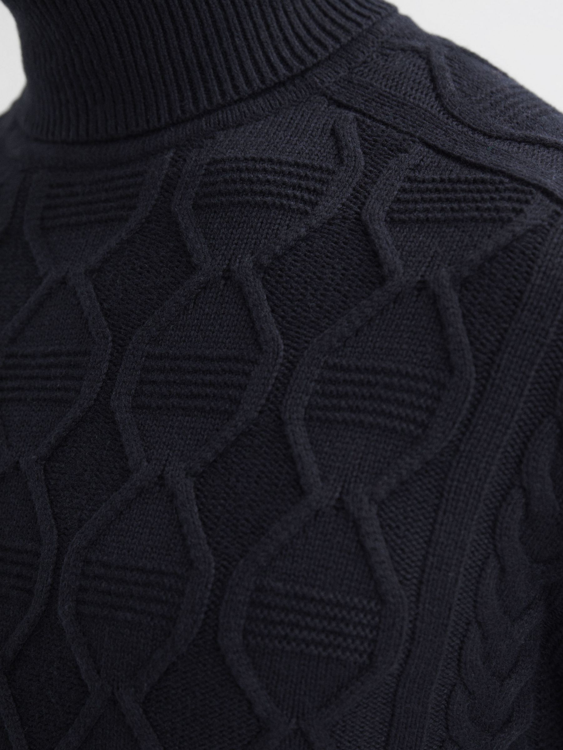 Buy Reiss Alston Long Sleeve Roll Neck Cable Knit Jumper, Navy Online at johnlewis.com