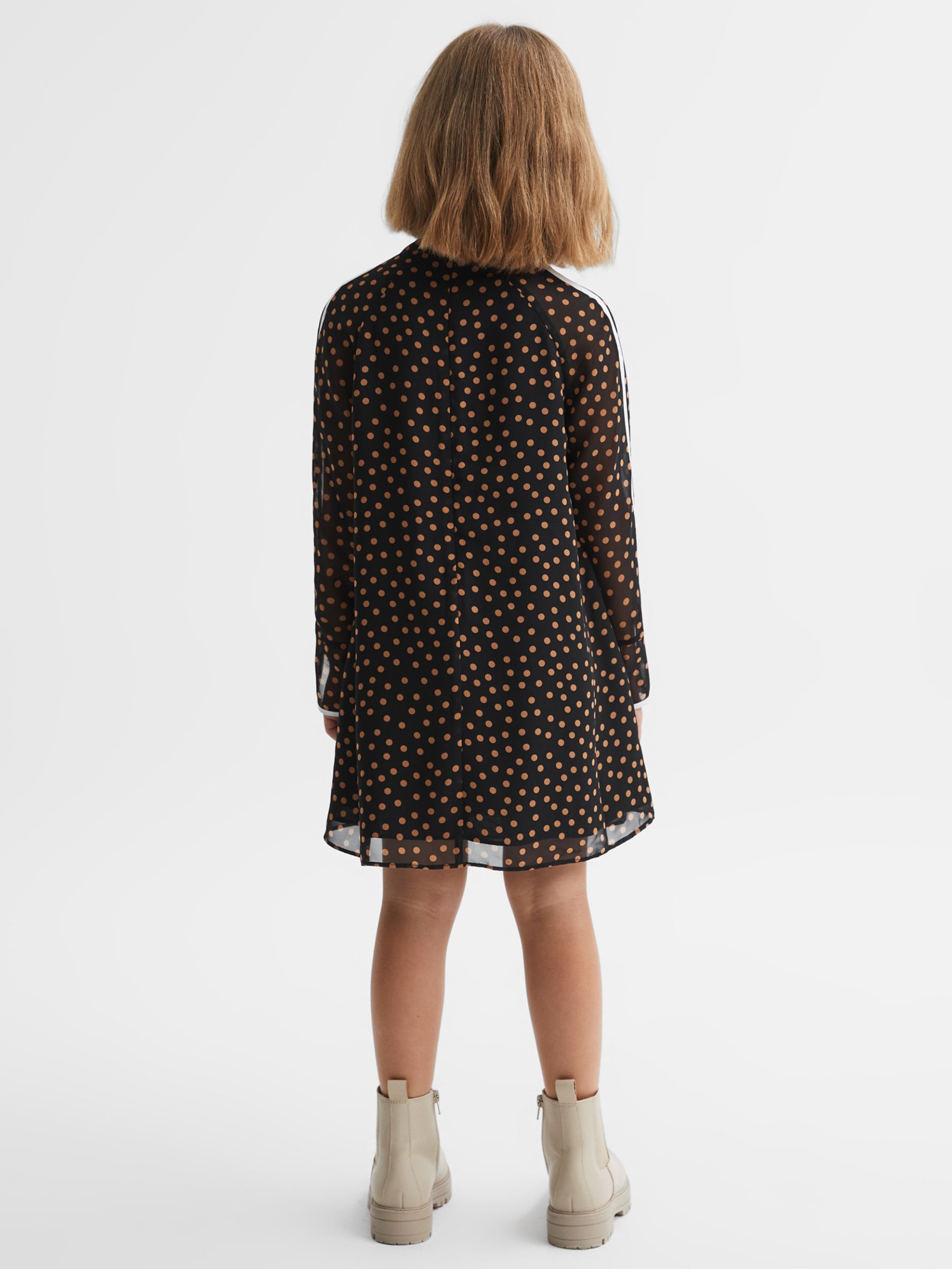 Reiss Kids' Kate Spot Dress, Black/Multi, 5-6 years