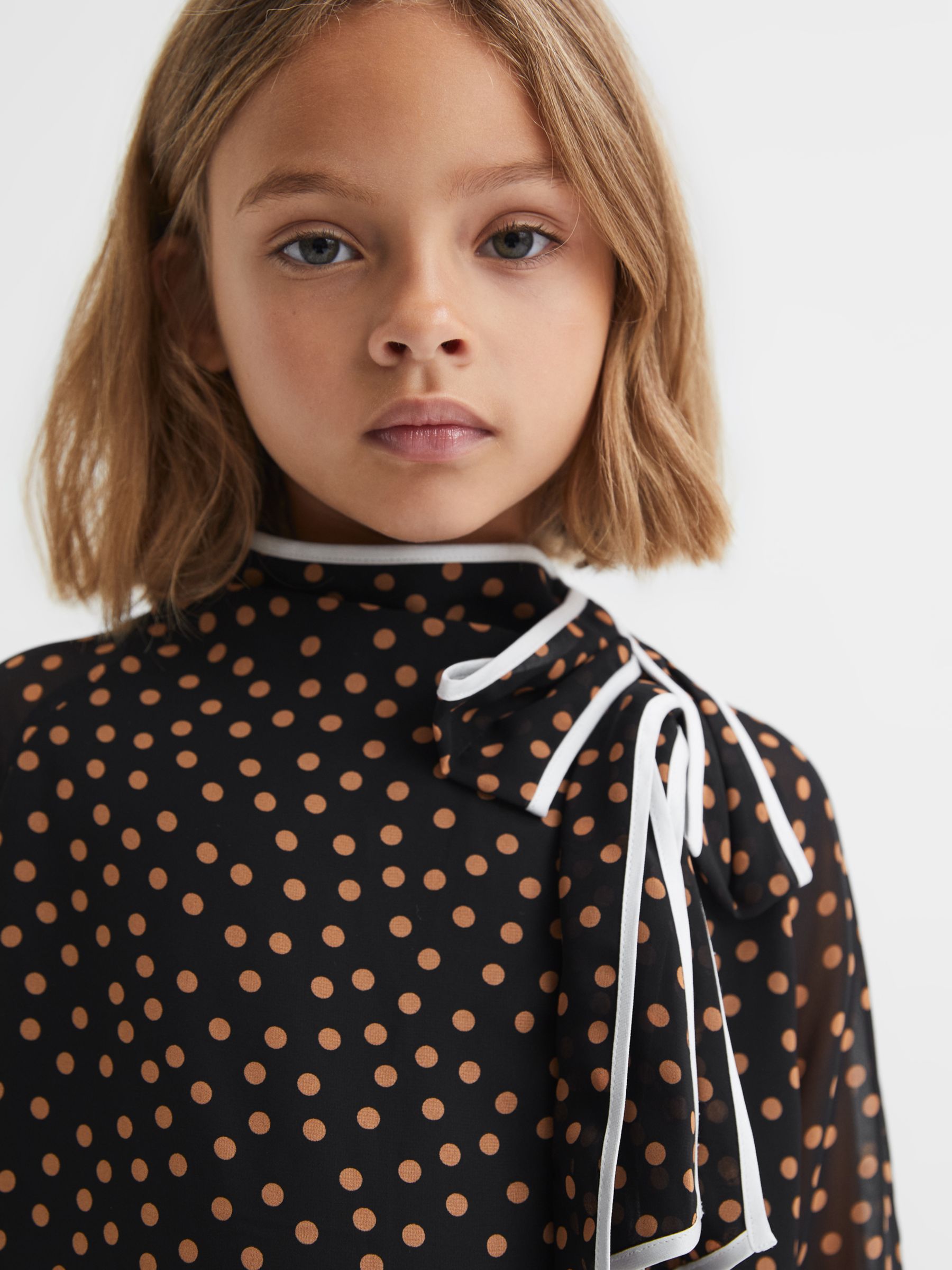 Buy Reiss Kids' Kate Spot Dress, Black/Multi Online at johnlewis.com