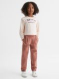 Reiss Kids' Seren High Rise Elasticated Jersey Trousers, Mink