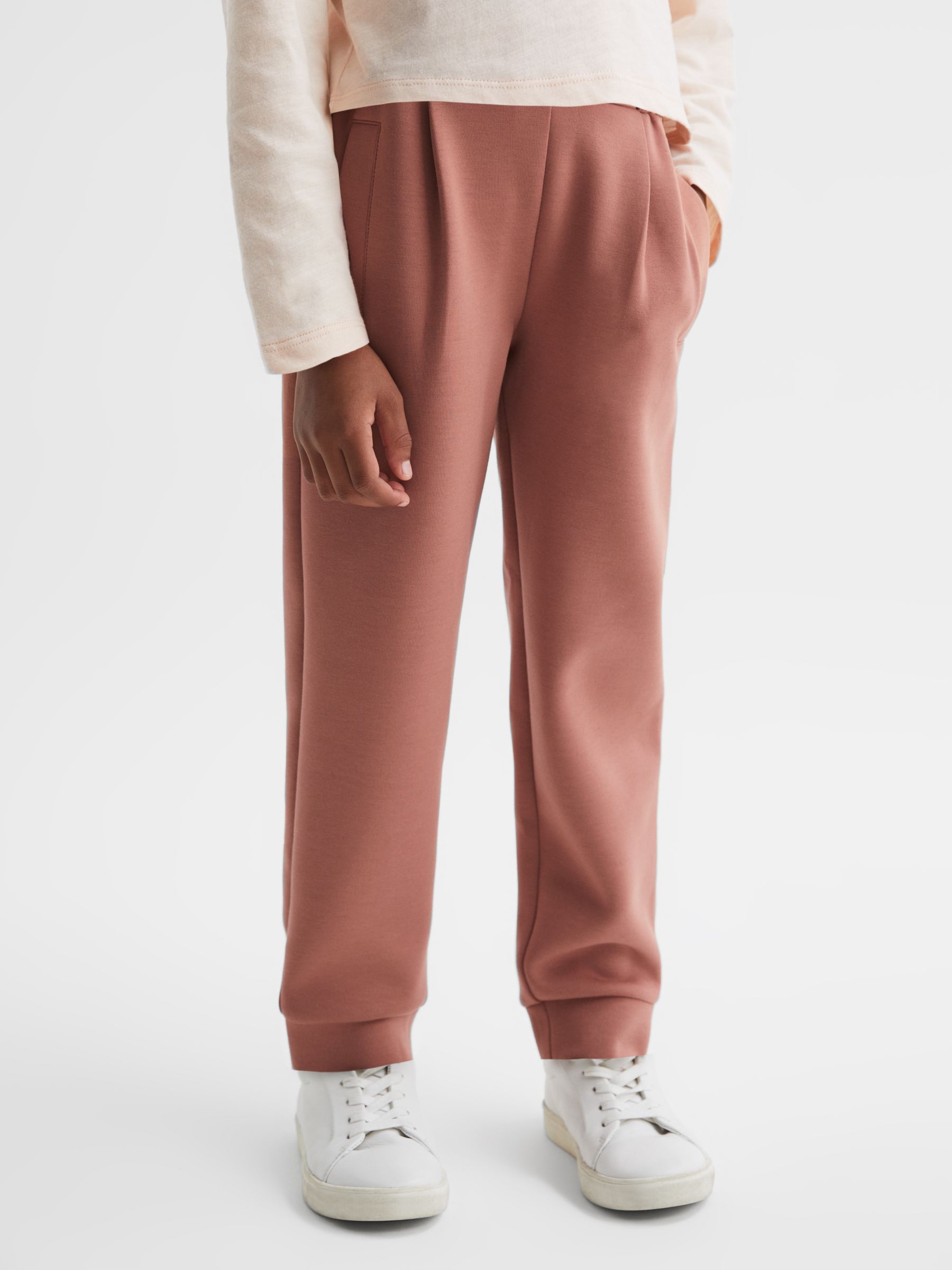 Buy Reiss Kids' Seren High Rise Elasticated Jersey Trousers, Mink Online at johnlewis.com