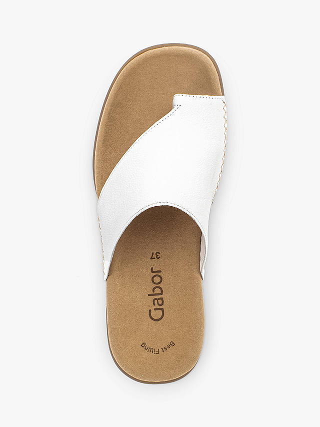 Gabor Lanzarote Toe Loop Leather Sandals, White